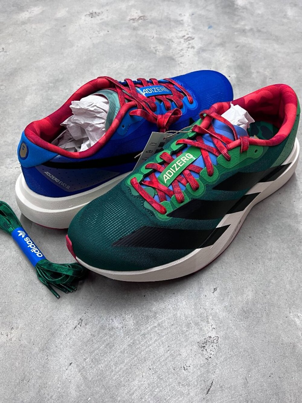 Adidas Originals x BAPE EVO SL Power Blue Collegiate Green Men's KJ5749 - New